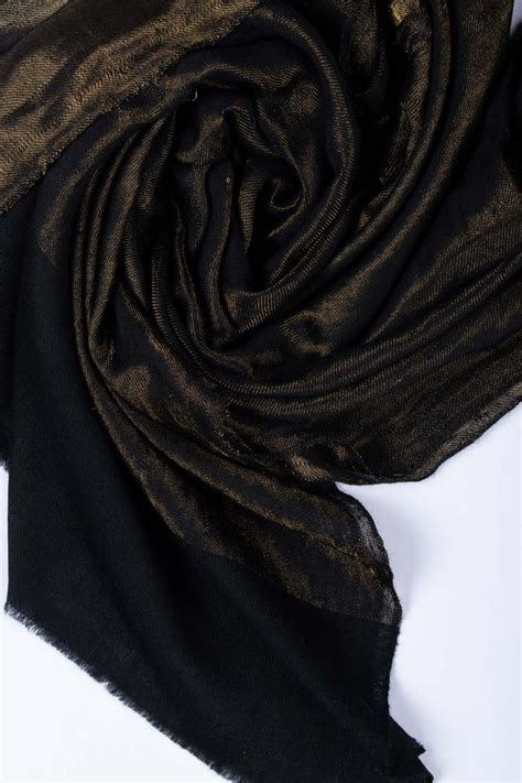 Burberry London Knight Logo Black And Gold Pashmina Scarf